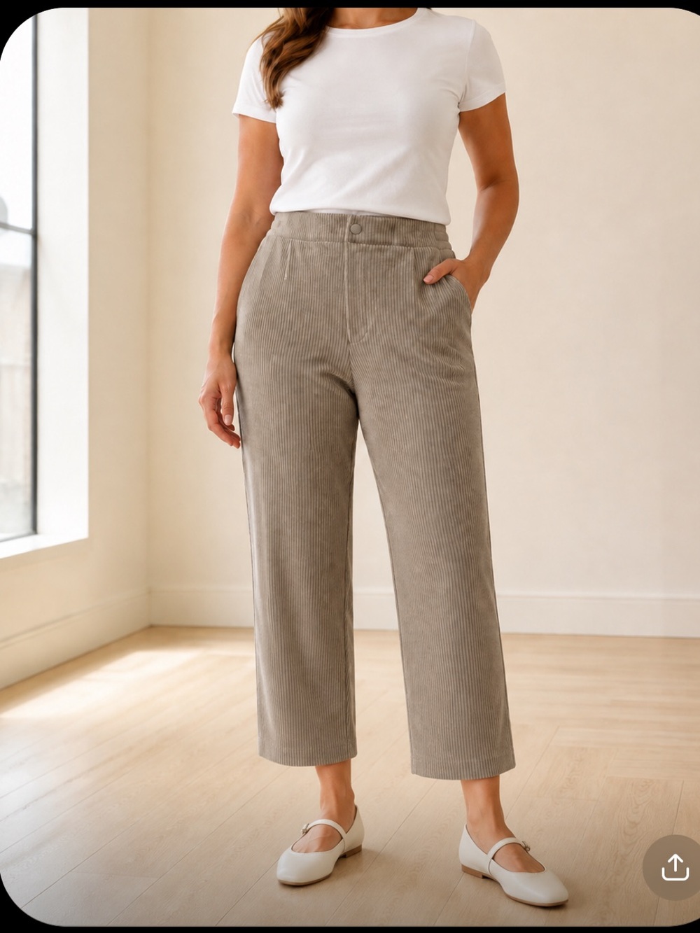 VARLEY Perrie Tapered Trouser Tan Ribbed Elastic Waist Pants Sz Medium 26" READ